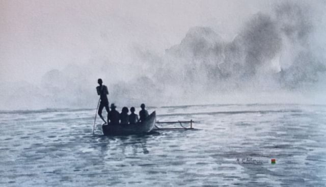 Lakana contre-jour Aquarelle sur papier